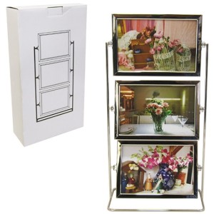 PORTA RETRATO METAL GIRATORIO TRIPLO VERTICAL 6 FOTOS 10X15CM - SXK5503