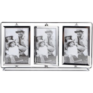 PORTA RETRATO METAL GIRATORIO TRIPLO PARA 6 FOTOS 10X15CM SXK5505