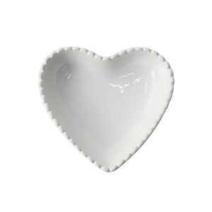 PETISQUEIRA DE CERÂMICA BRANCA EM FORMA DE CORAÇÃO 16.5X15X3.5CM  - MG5205