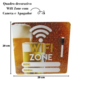 PLACA DECORATIVA QUADRO ESTAMPADA COM CANETA E APAGADOR WIFI ZONE - WF28