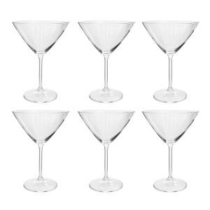 JOGO TAÇA PARA MARTINI CRISTAL BOHEMIA MARTINA 285ML 6 PEÇAS - CA16099