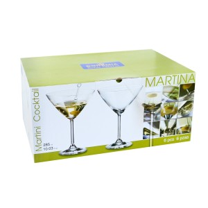 JOGO TAÇA PARA MARTINI CRISTAL BOHEMIA MARTINA 285ML 6 PEÇAS - CA16099