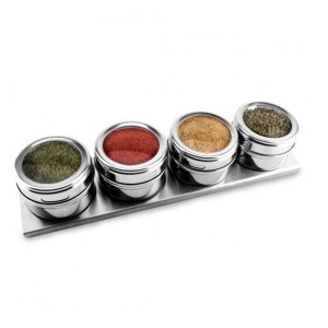 PORTA CONDIMENTO INOX COM 4 PORTA TEMPEROS - NS0171