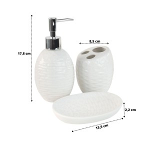 JOGO DE BANHEIRO DE PORCELANA COM 3 PEÇAS 350ML - SXHW5081