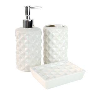 JOGO DE BANHEIRO DE PORCELANA COM 3 PEÇAS 450ML - SXHW5084
