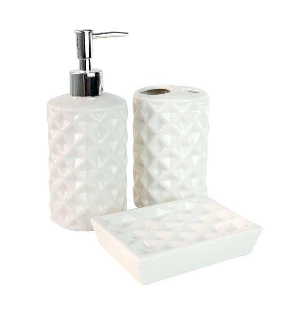JOGO DE BANHEIRO DE PORCELANA COM 3 PEÇAS 450ML - SXHW5084