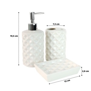 JOGO DE BANHEIRO DE PORCELANA COM 3 PEÇAS 450ML - SXHW5084