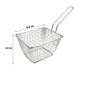 MINI CESTA QUADRADA EM INOX COM ALÇA PARA PORÇÕES - NNX180211