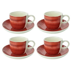 JOGO DE XÍCARAS COM PIRES DE CERÂMICA 8 PEÇAS 100ML - CA18071-MR