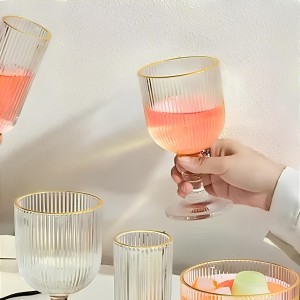 JOGO DE TAÇAS COM BORDA DOURADA 6 PEÇAS 270ML - CA16207