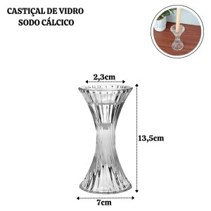 CASTIÇAL DE VIDRO SODO CÁLCICO 7X13,5CM - CA16252
