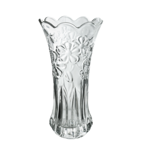 VASO DE VIDRO TRANSPARENTE EM RELEVO 19,5CM - CA16153