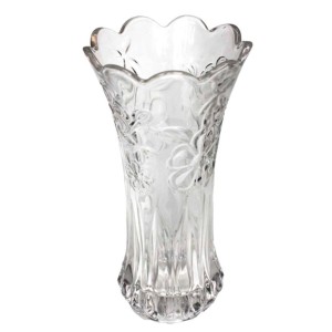 VASO DE VIDRO TRANSPARENTE EM RELEVO 19,5CM - CA16153