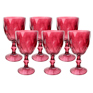 JOGO DE TAÇAS DE VIDRO VERMELHO COM 6 PEÇAS 330ML- CA16183-VM