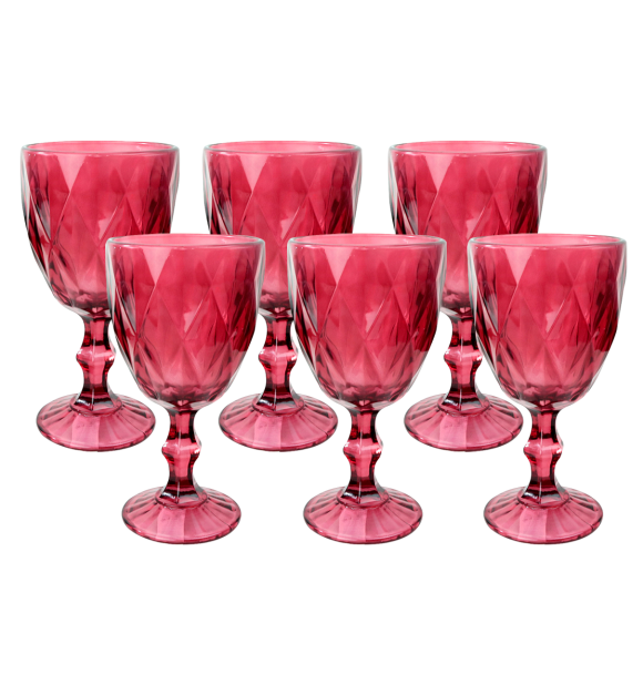 JOGO DE TAÇAS DE VIDRO VERMELHO COM 6 PEÇAS 330ML- CA16183-VM