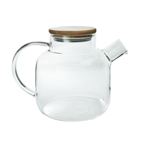 CHALEIRA DE VIDRO COM TAMPA DE BAMBU 1,3LITROS - DT8453