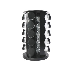 PORTA TEMPERO GIRATÓRIO DE METAL REDONDO COM 20 PEÇAS PRETO  - ZO20KP