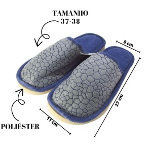 PANTUFA DE POLIESTER ESTAMPA CRAQUELADA ADULTO E JUVENIL 37/38 -BF2265-37/38-AZ