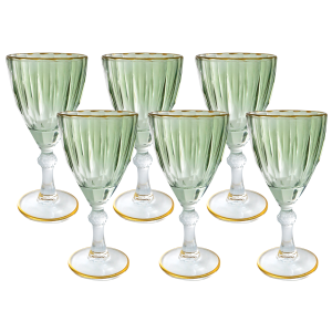 JOGO DE TAÇA DE VIDRO COM BORDA DOURADA 6PÇS 210ML - CA16187-VDES
