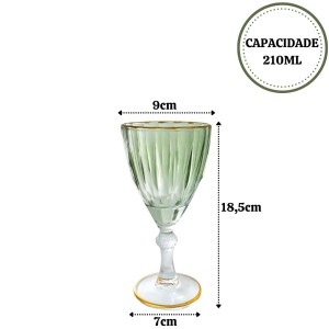 JOGO DE TAÇA DE VIDRO COM BORDA DOURADA 6PÇS 210ML - CA16187-VDES