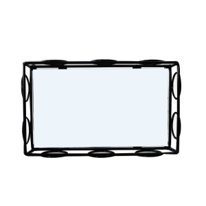 BANDEJA DE METAL ESPELHADA RETANGULAR DE VIDRO 4X15X25CM - KIT202-PT