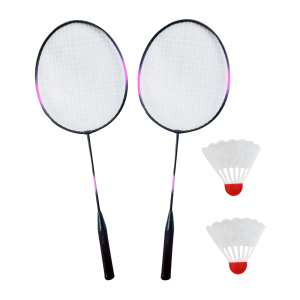 JOGO DE RAQUETE DE BADMINTON AÇO E PLÁSTICO COM 2 PETECAS- YS37083-RS