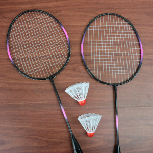 JOGO DE RAQUETE DE BADMINTON AÇO E PLÁSTICO COM 2 PETECAS- YS37083-RS