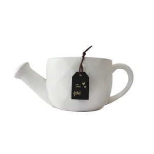 VASO REGADOR DE CERÂMICA BRANCO 10X11CM - BRZY10179