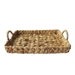 BANDEJA COM ALÇA DE PALHA RETANGULAR ENTRELAÇADA 25X35CM- 2983