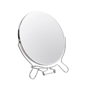 ESPELHO REDONDO DE MESA DE METAL DUPLA FACE  - FA607