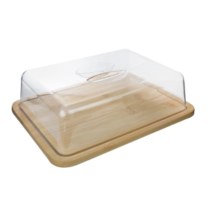 PORTA FRIOS DE BAMBU COM TAMPA DE PLÁSTICO 26X19,5CM - 6549-1