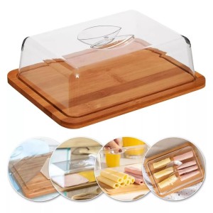 PORTA FRIOS DE BAMBU COM TAMPA DE PLÁSTICO 26X19,5CM - 6549-1