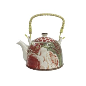 BULE CHALEIRA COM INFUSOR CERÂMICA  FLORAL COM ALÇA 600ML - BULG35-C