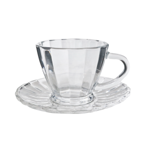 JOGO 6 XÍCARAS E 6 PIRES DE VIDRO PARA CAFÉ 76ML - DT24264