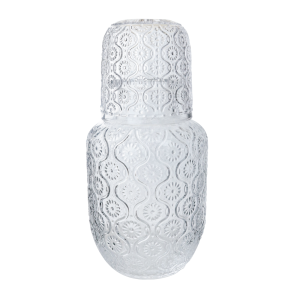 MORINGA DE VIDRO EM RELEVO COM COPO DAISY 500ML/145ML - 20520