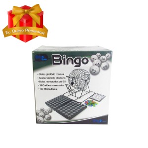 JOGO BINGO GLOBO METAL 75 PEDRAS 18 CARTOES E 150 MARCADORES - 2849