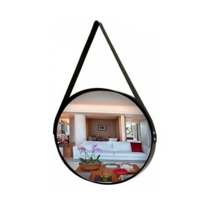 ESPELHO DE PAREDE REDONDO 33CM BORDA PRETA COM ALÇA PRETA - 92832-PT