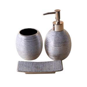 JOGO DE BANHEIRO DE PORCELANA COM 03 PEÇAS - BRTE10165-GR