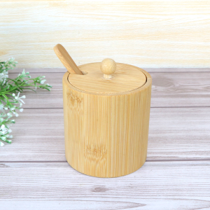 POTE REDONDO COM TAMPA E COLHER DE BAMBU - CX153