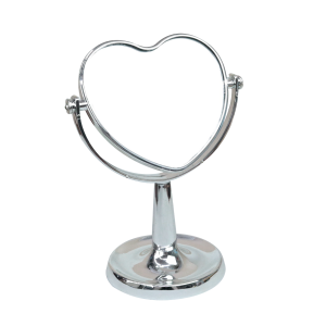 ESPELHO DE MESA FORMATO CORACAO PRATA 25CM  - FA594-PTA