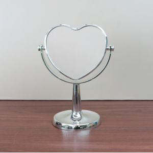 ESPELHO DE MESA FORMATO CORACAO PRATA 25CM  - FA594-PTA