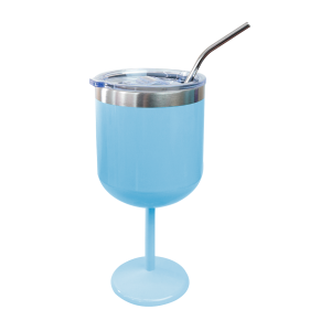 TAÇA INOX COM TAMPA DE PLÁSTICO E CANUDO DE INOX 550ML - GDR1462-AZ