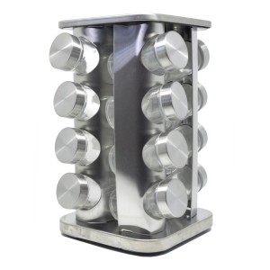 PORTA TEMPERO GIRATÓRIO DE METAL (CANTOS ARREDONDADOS) 16 PEÇAS - TRC8419