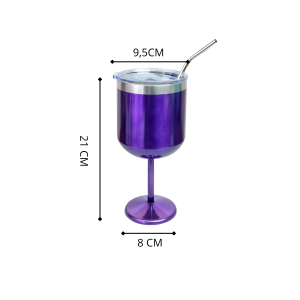 TAÇA INOX COM TAMPA DE PLÁSTICO E CANUDO DE INOX 550ML - GDR1462-RX