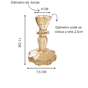 CASTIÇAL DE VIDRO AMBAR ELOYSA 4X7,5X11CM - GA10022