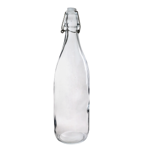 GARRAFA DE VIDRO TRANSPARENTE COM TAMPA HERMÉTICA 1 LITRO - GA10016