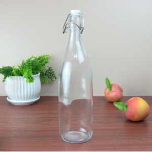 GARRAFA DE VIDRO TRANSPARENTE COM TAMPA HERMÉTICA 1 LITRO - GA10016