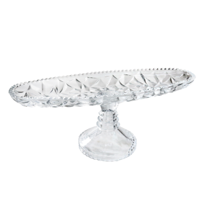 TRAVESSA OVAL FRANCE  DE VIDRO COM PÉ 10,5X11X31CM - GA10037