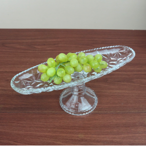 TRAVESSA OVAL FRANCE  DE VIDRO COM PÉ 10,5X11X31CM - GA10037