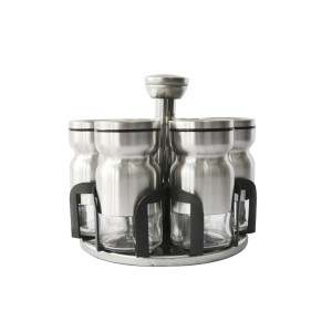 PORTA TEMPERO COM SUPORTE GIRATÓRIO DE INOX E PLÁSTICO COM 7 PEÇAS - TRC8447